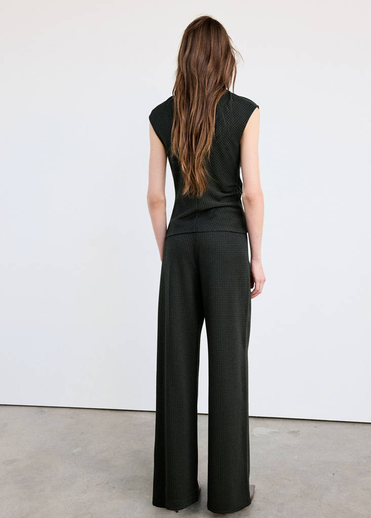 Straight checked trousers — Green