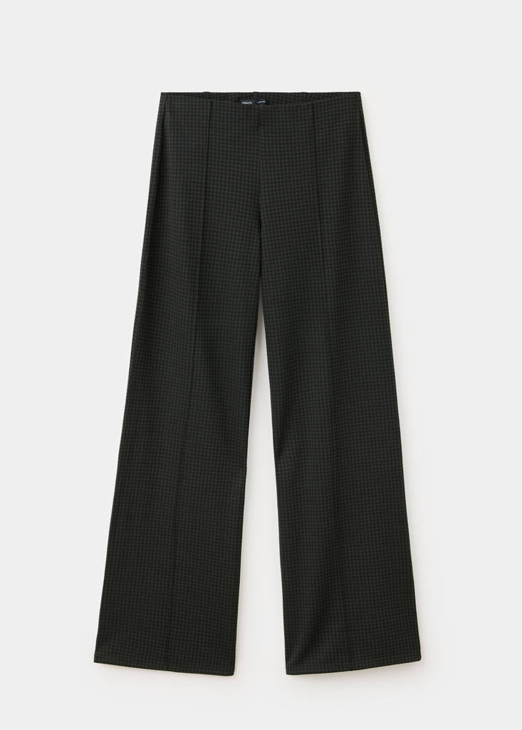 Straight checked trousers — Green