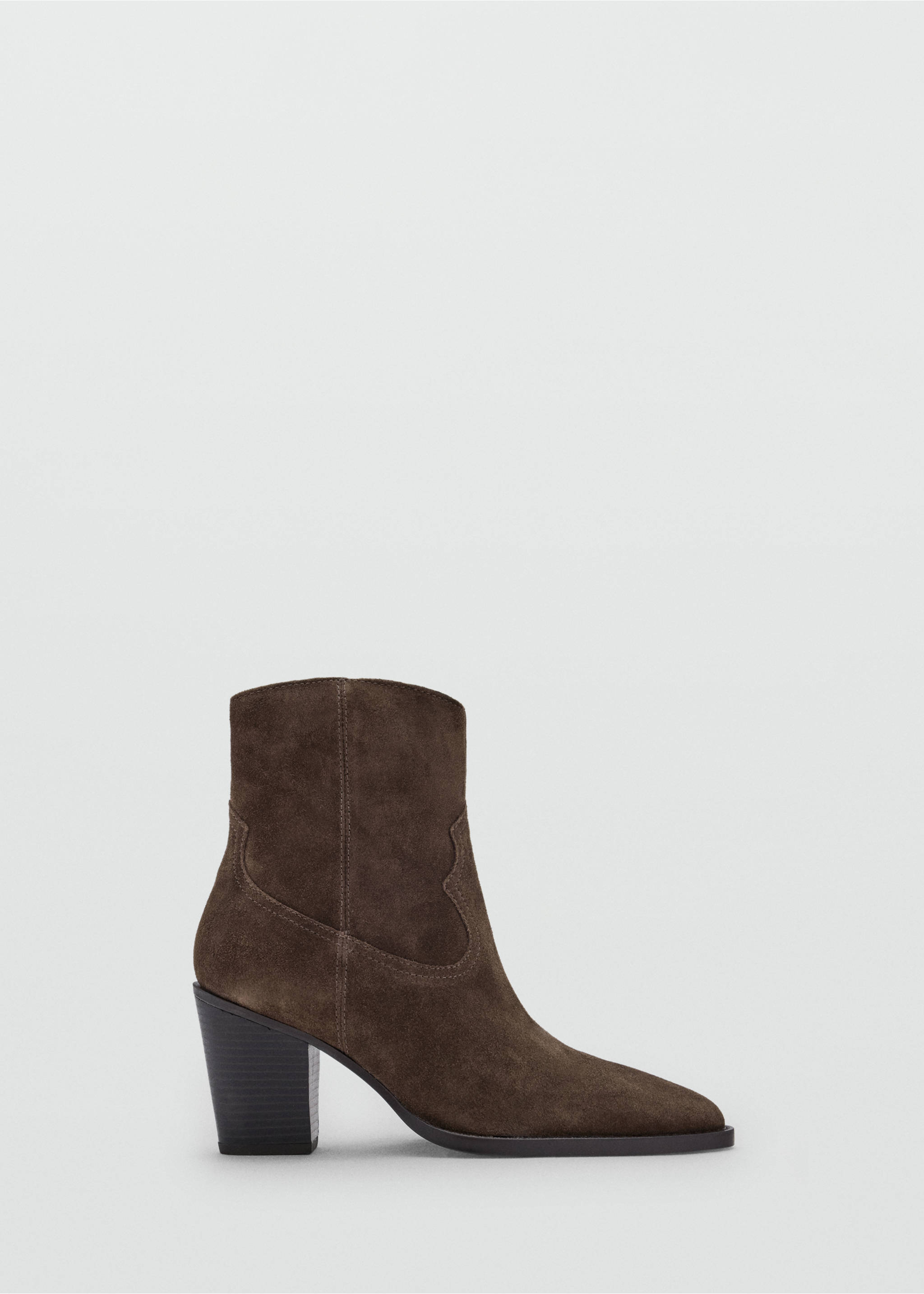 Suede ankle boots with pointed toe - Article without model, Chocolate. Ref: 37086731-00.