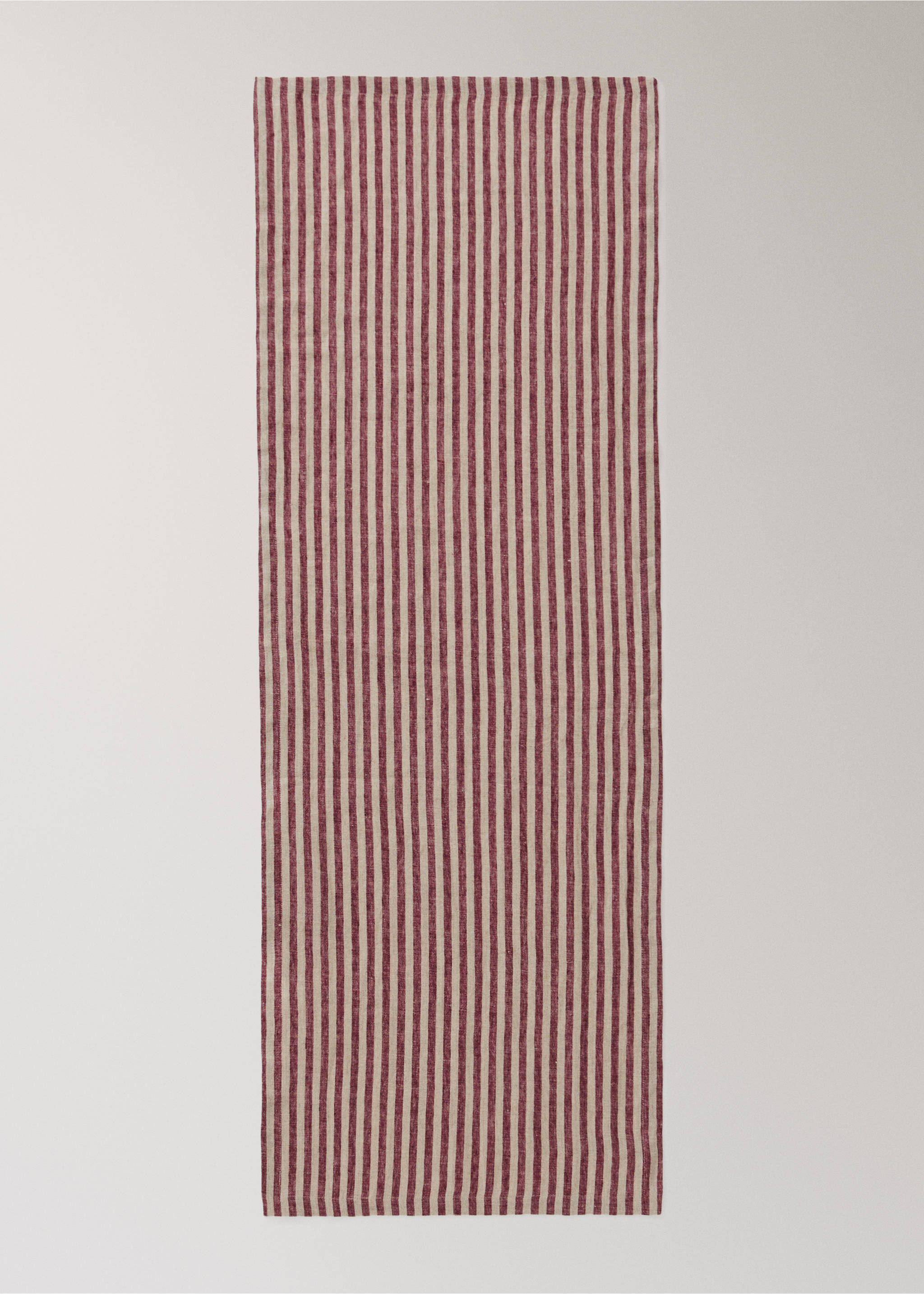 Red and natural striped table runner., Red. Ref: 37086732-00.