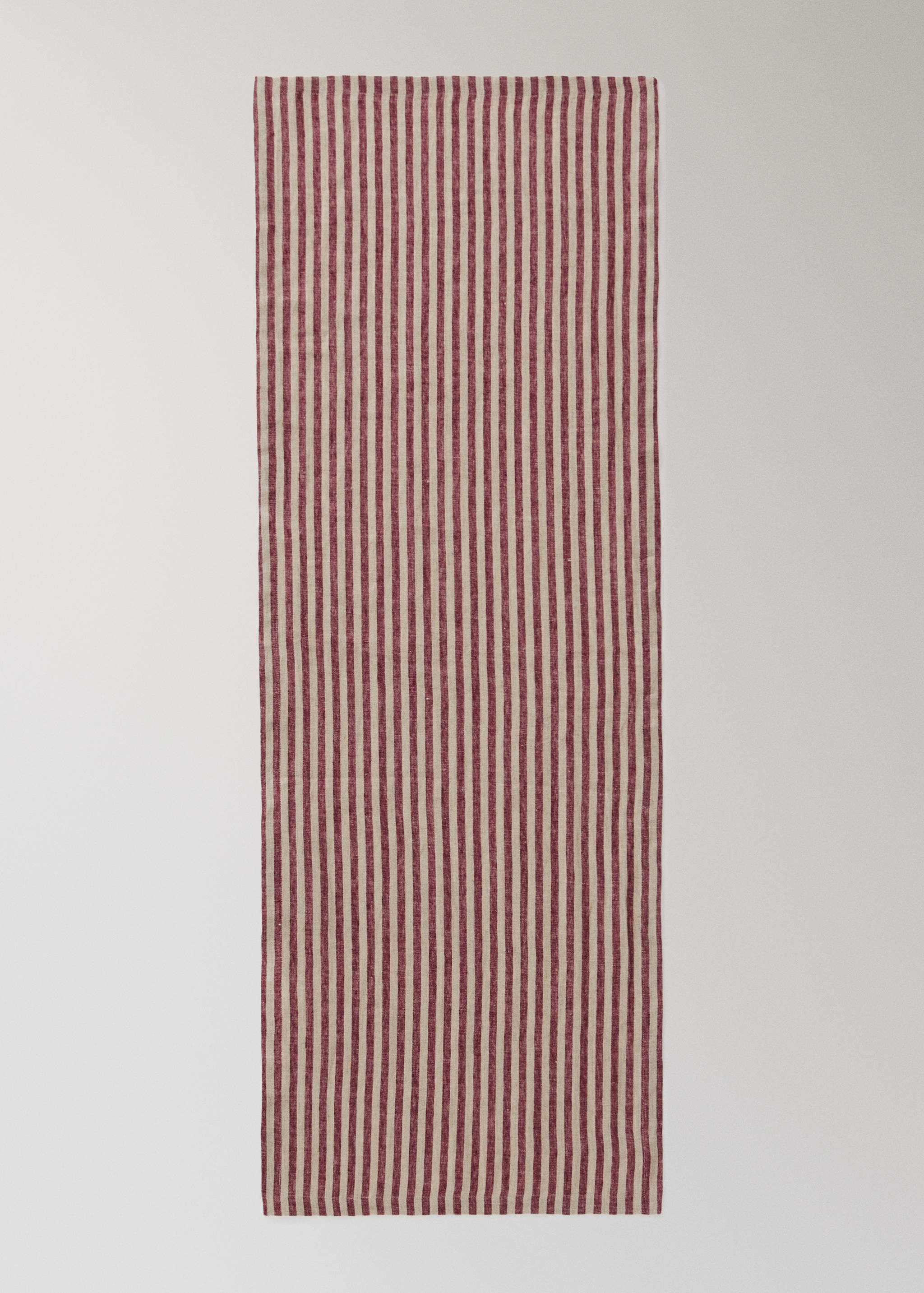 Red and natural striped table runner.