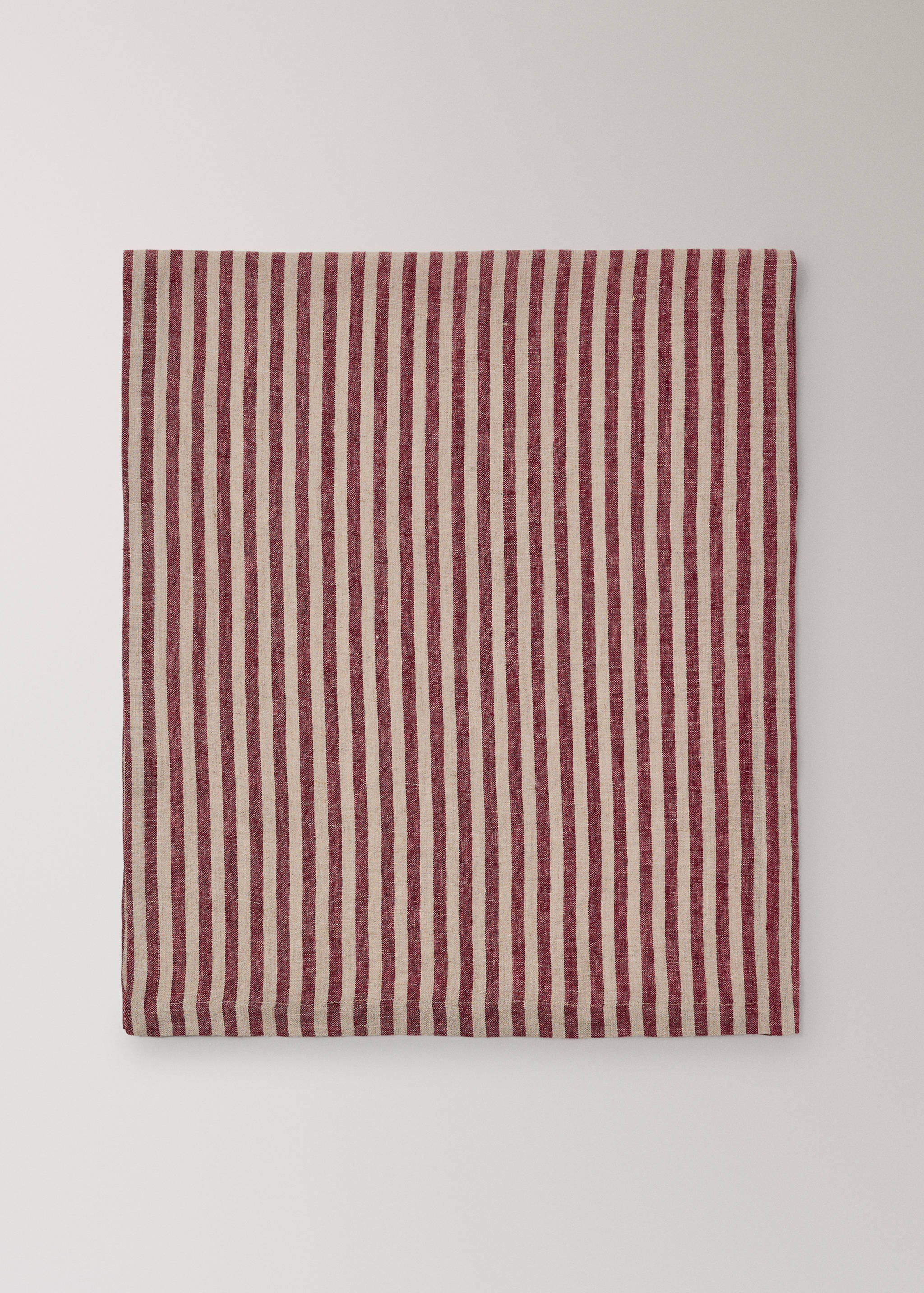 Red and beige striped table runner.