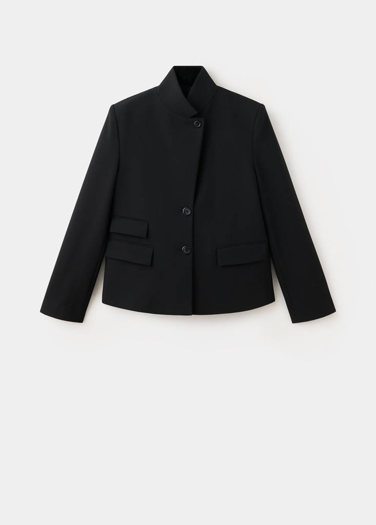 Straight-cut blazer with a high neck — Black
