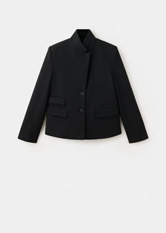 Straight-cut blazer with a stand-up collar — Black 6