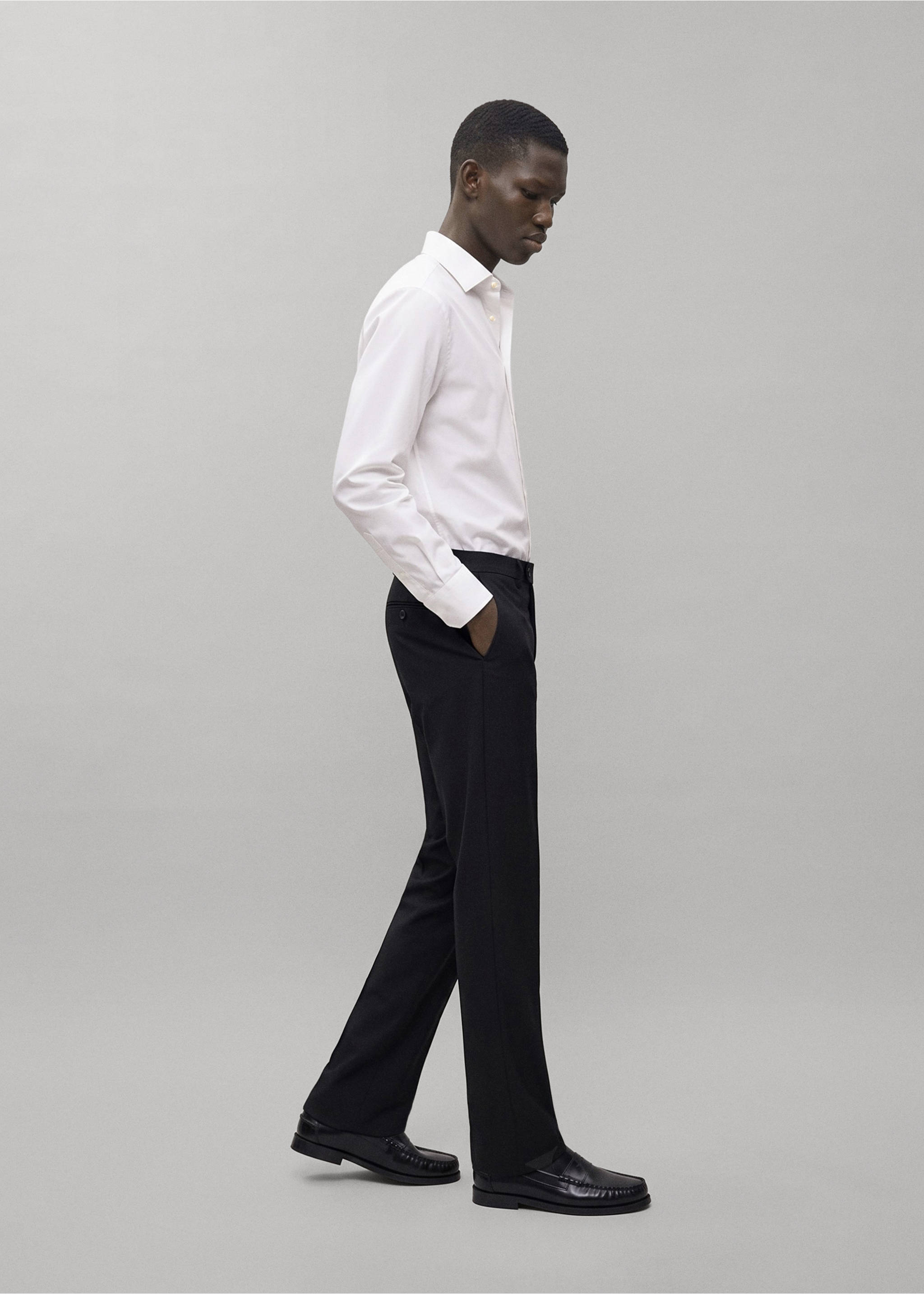 Straight suit trousers - Medium plane, Black. Ref: 37086736-00.