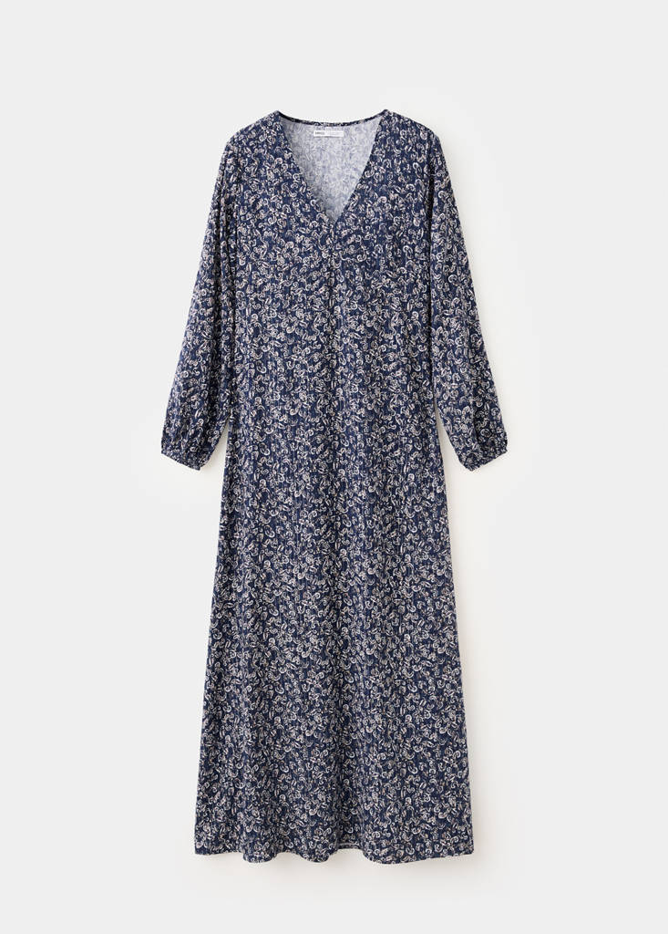 Long paisley-print dress — Navy