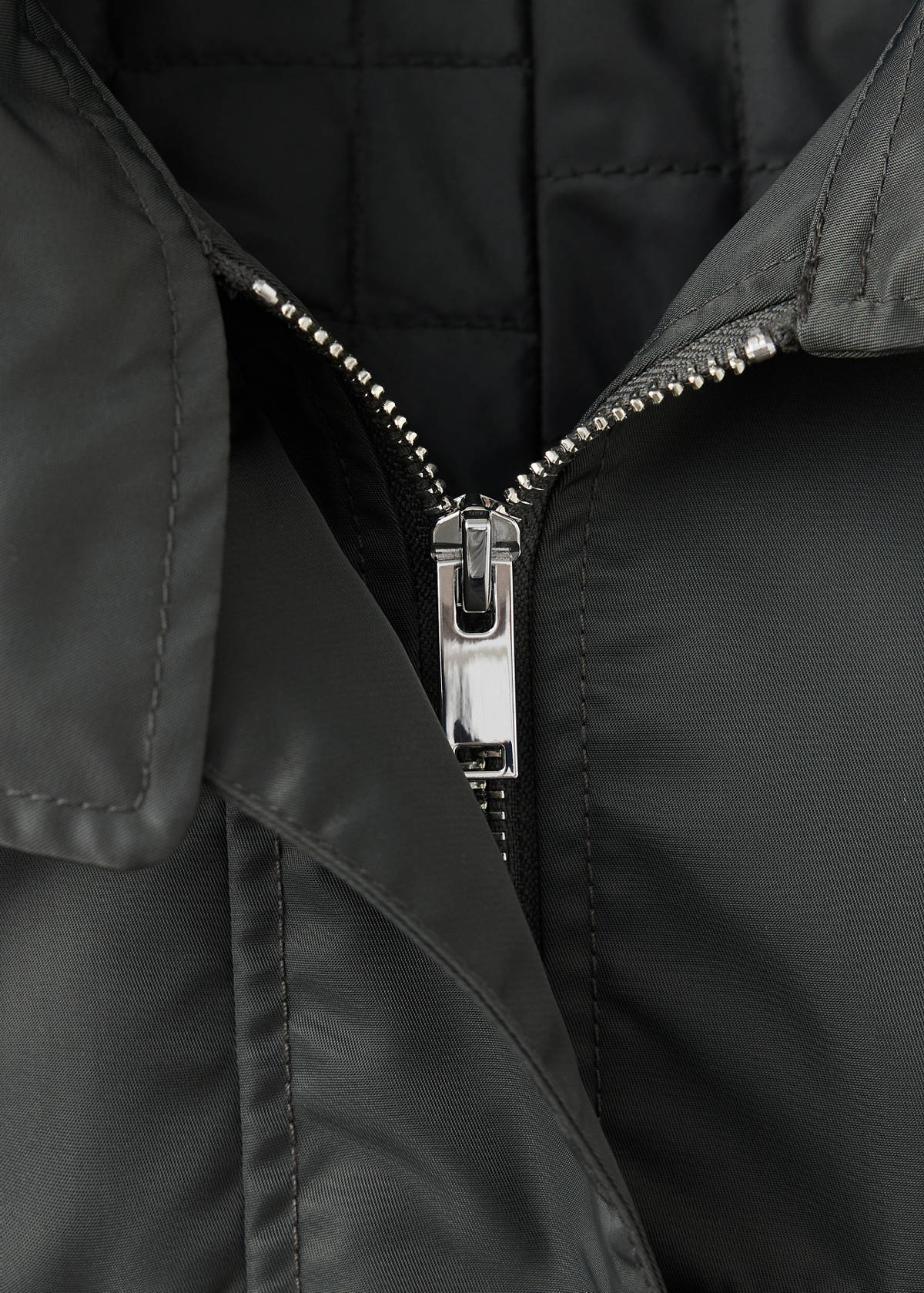Turtleneck parka with pockets — Grey