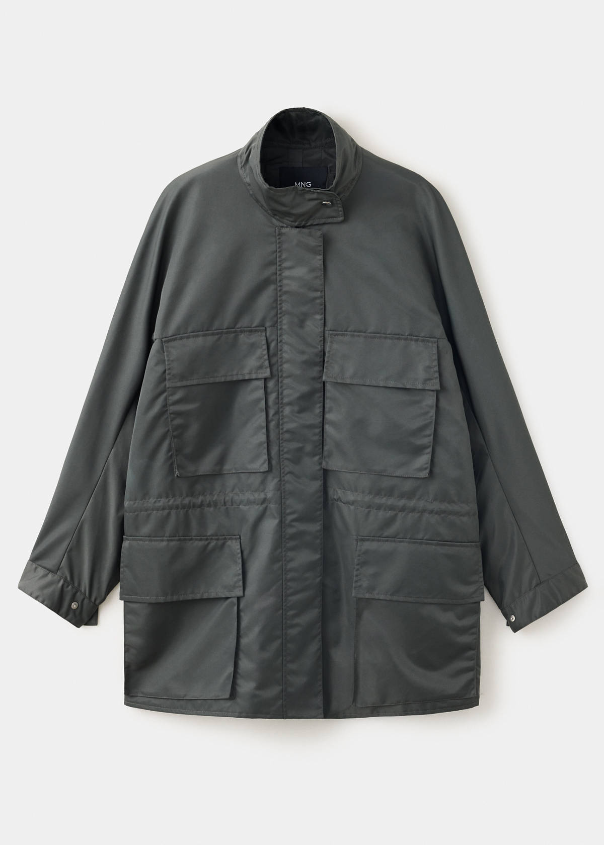 Turtleneck parka with pockets — Grey