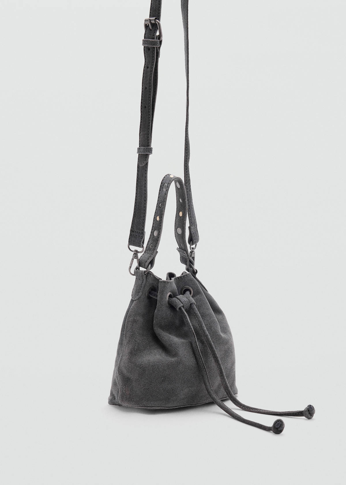 Suede drawstring bag — Grey