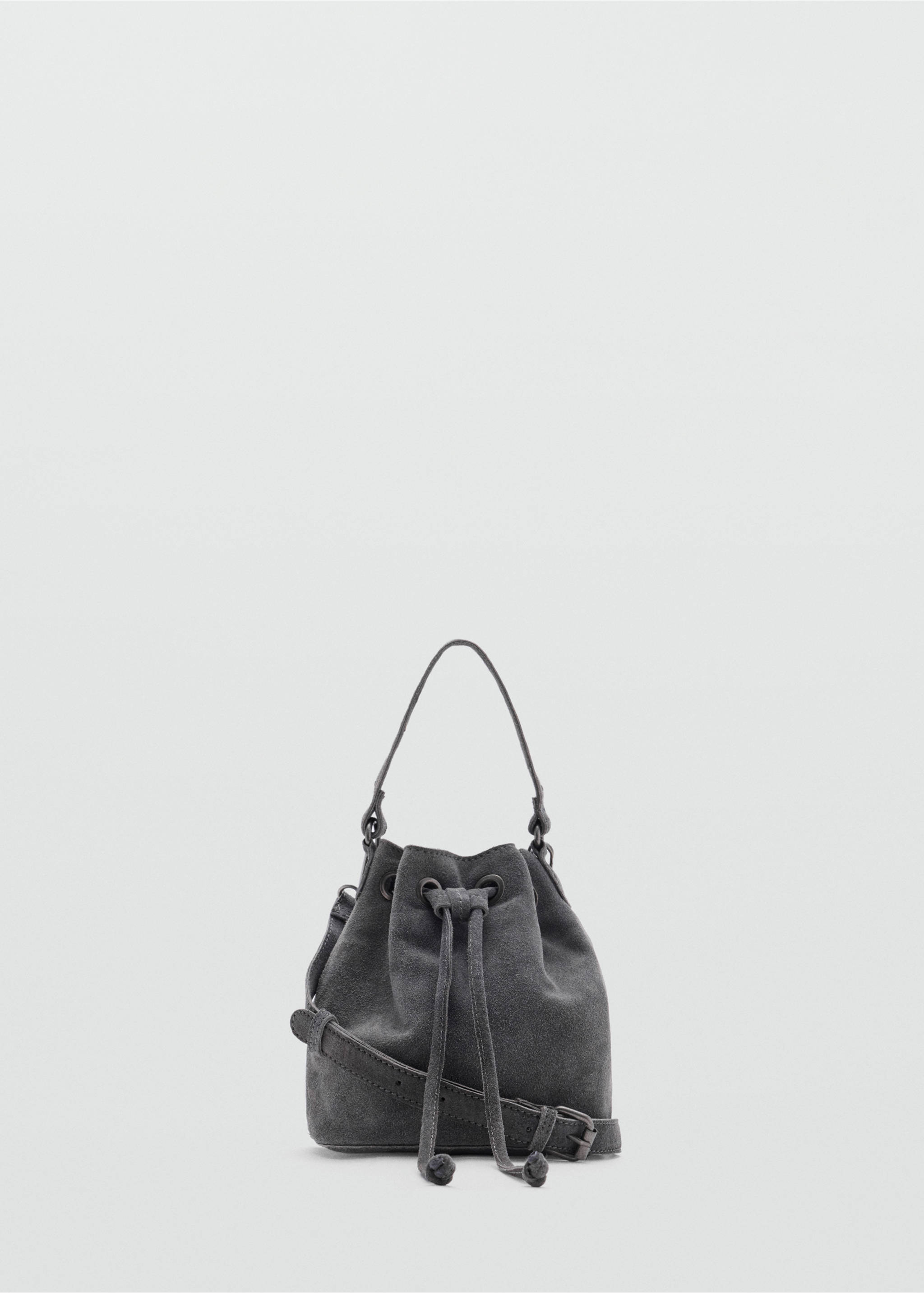 Suede drawstring bag - Article without model, Grey. Ref: 37086745-00.