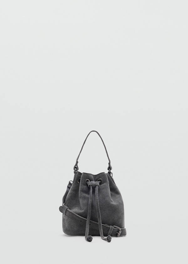 Suede drawstring bag — Grey