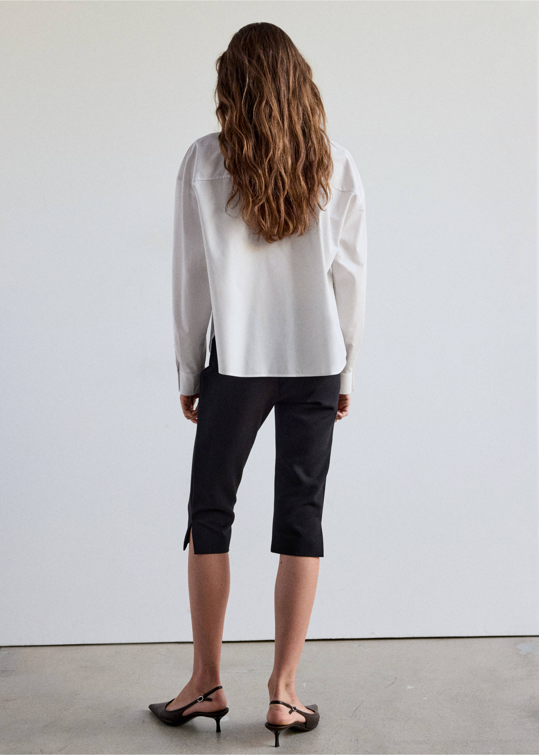 Cotton blouse with tie-neck - Reverse of the article, Off White. Ref: 37086746-00.