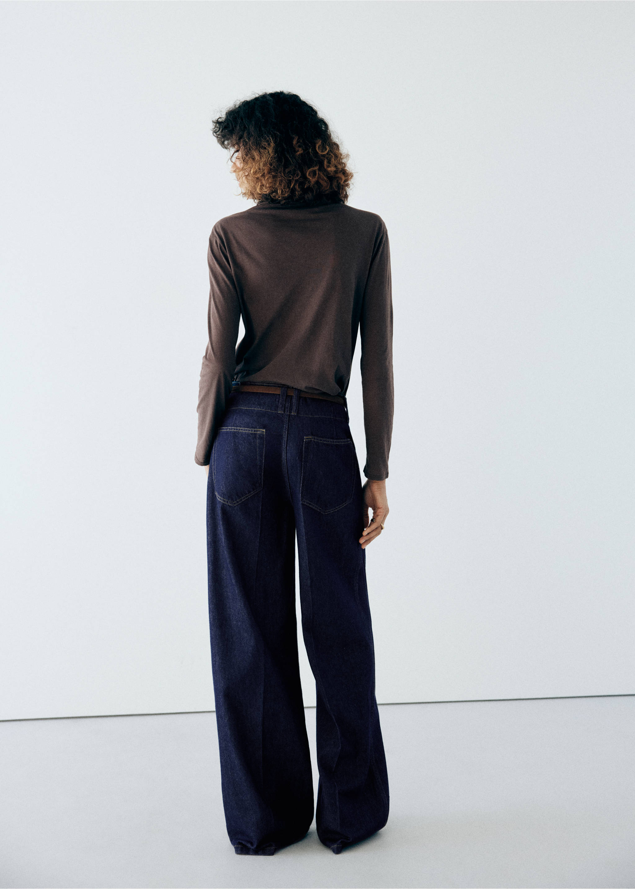 High waist straight jeans - Reverse of the article, Open Blue. Ref: 37086747-00.
