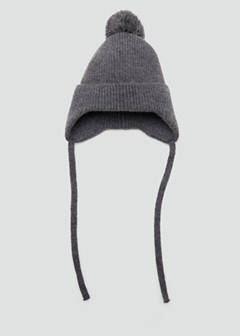 Pom pom cable-knit beanie — Grey 1