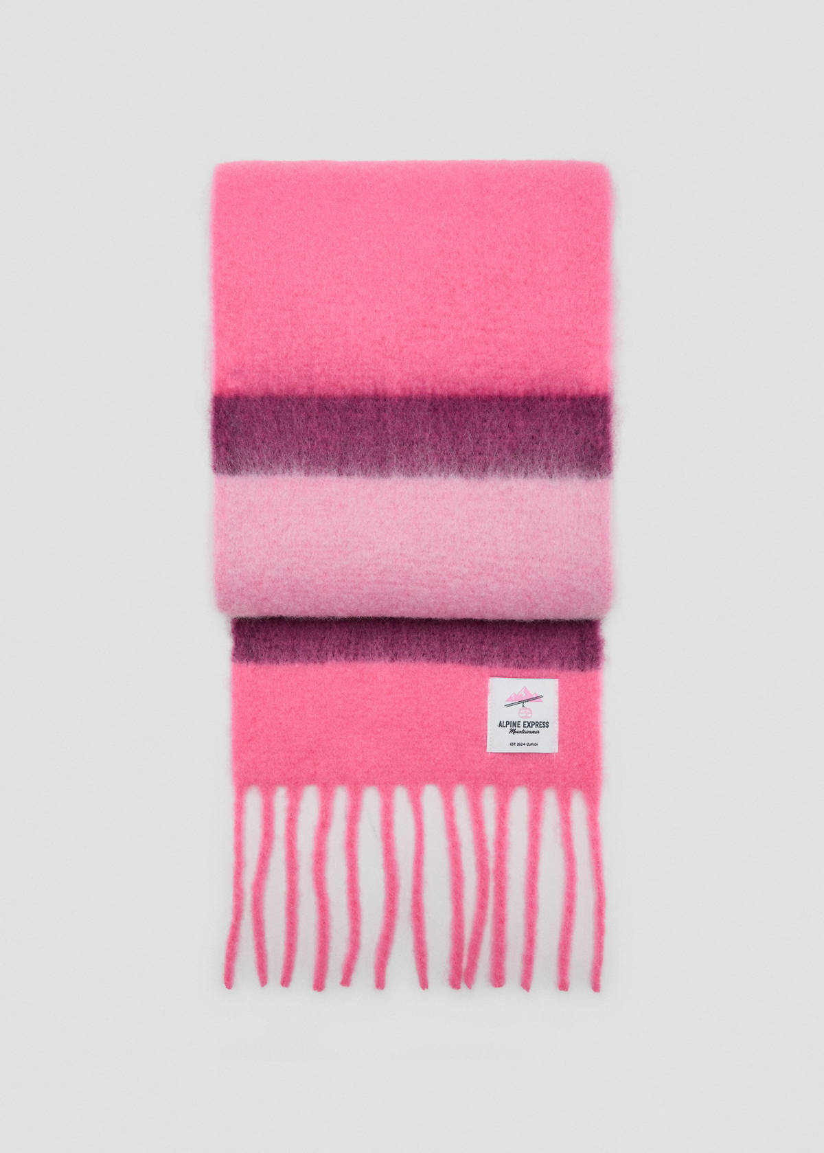 Combined-knit scarf — Pink