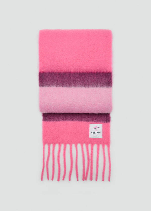 Combined-knit scarf — Pink