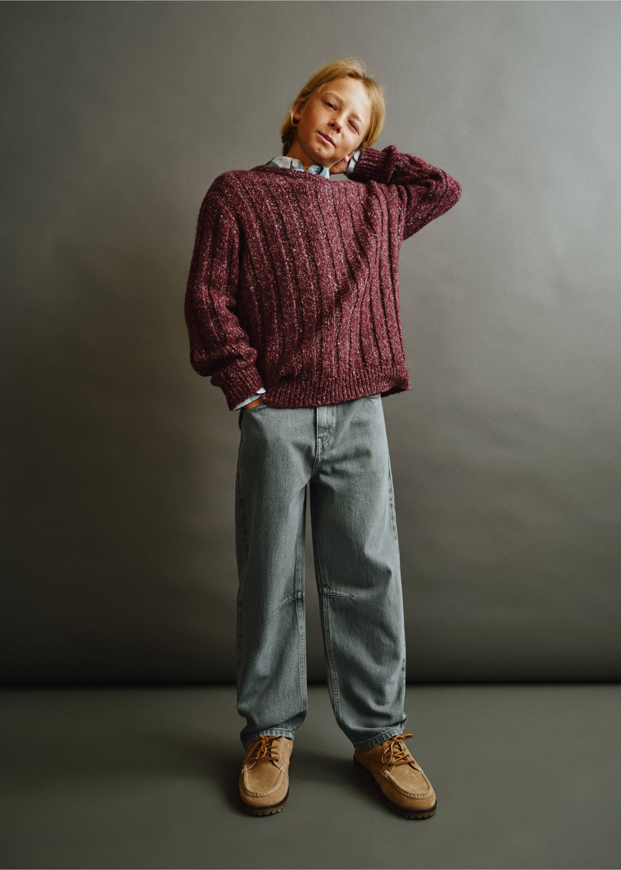 Balloon jeans - General plane, Khaki. Ref: 37087128-00.