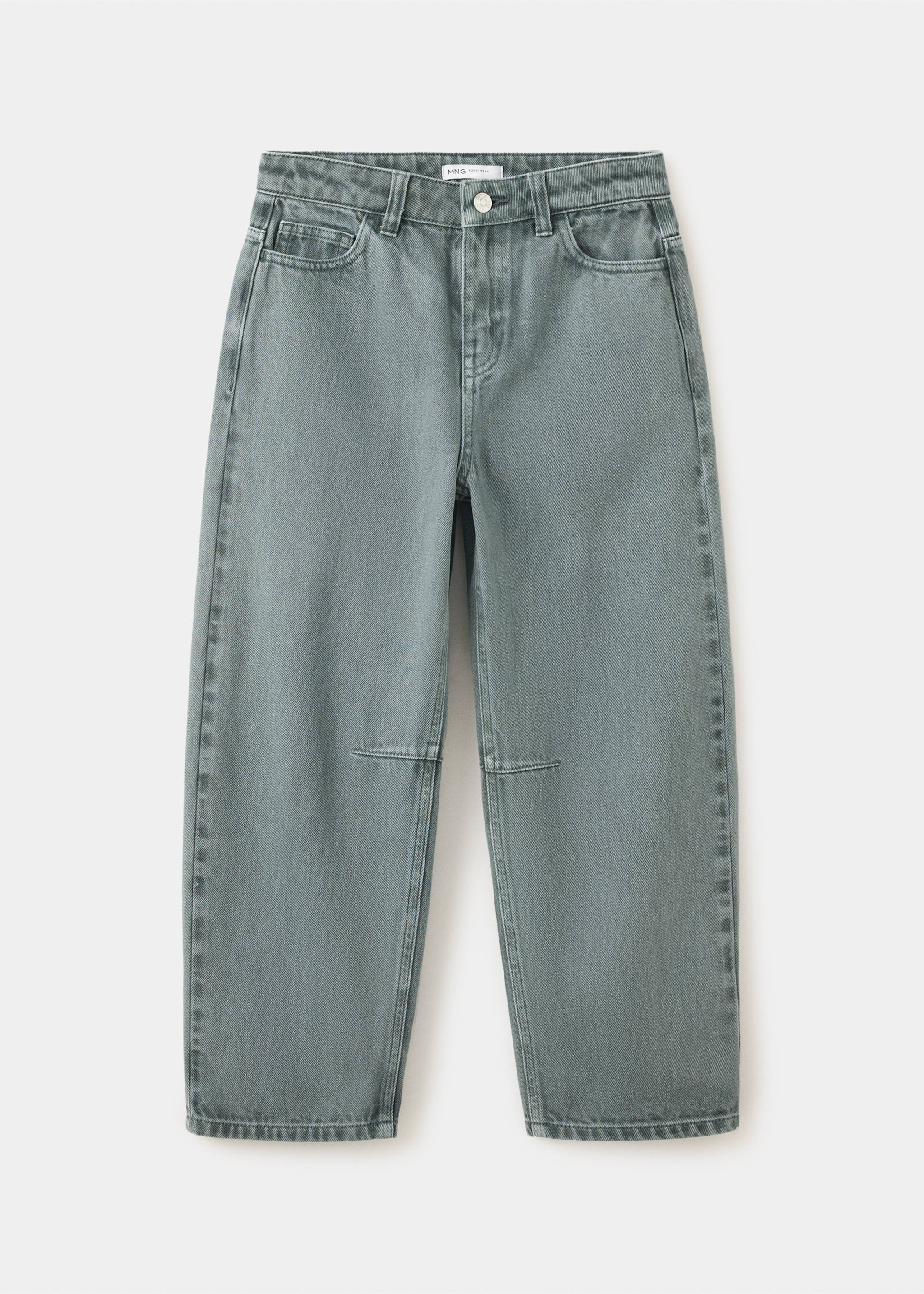 Grey denim trousers in a relaxed curved leg fit with knee seams., Khaki. Ref: 37087128-00.