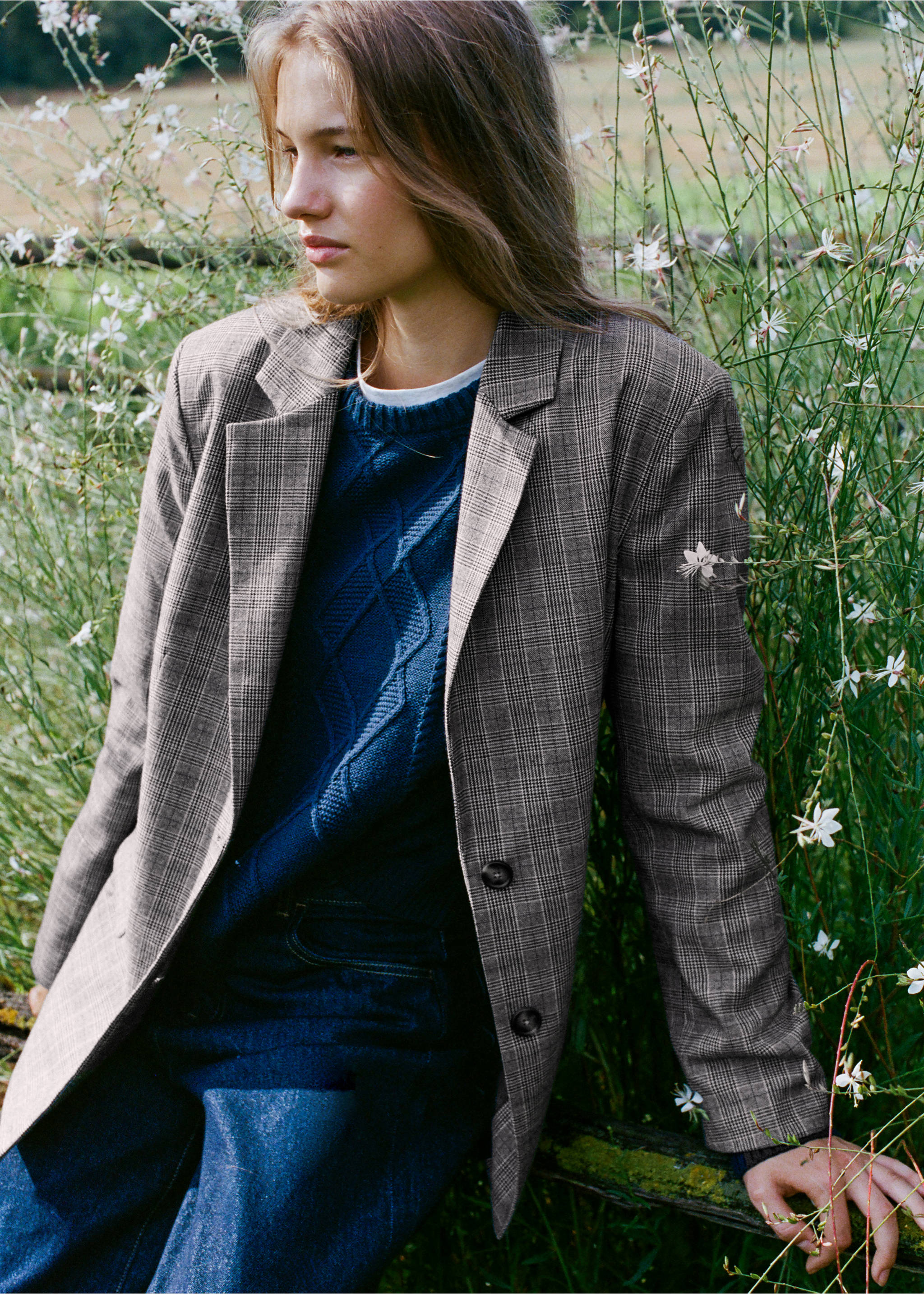 Check-print jacket - Details of the article 2, Medium Brown. Ref: 37087129-00.