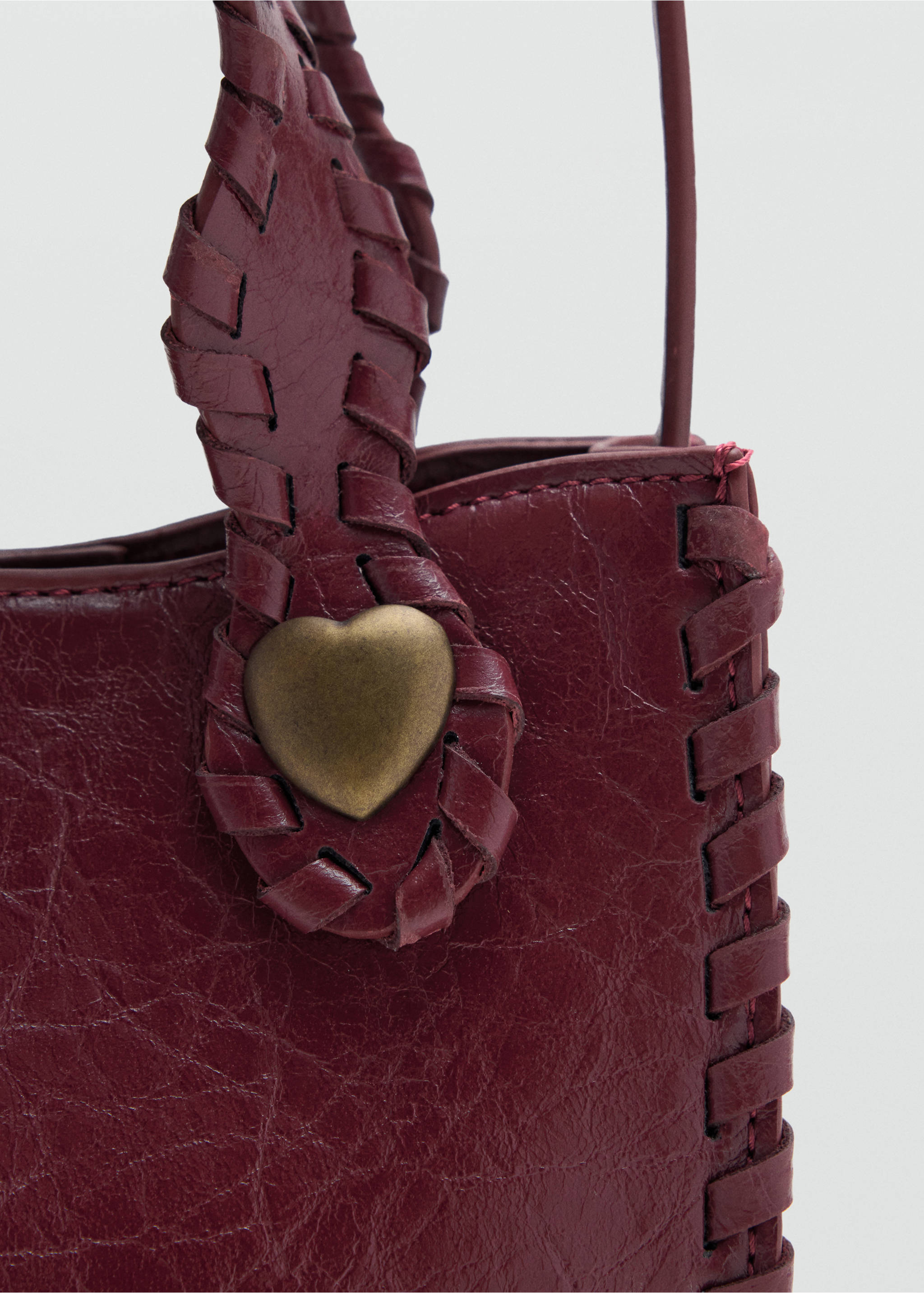 MINI BAG HEART - Details of the article 1, Maroon. Ref: 37087132-00.