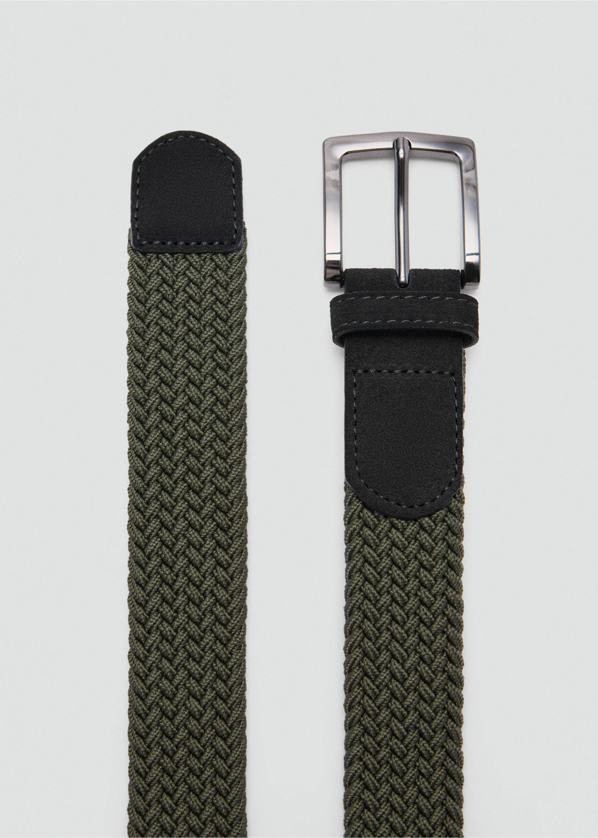 Braided elastic belt - Details of the article 1, Green. Ref: 37087135-00.