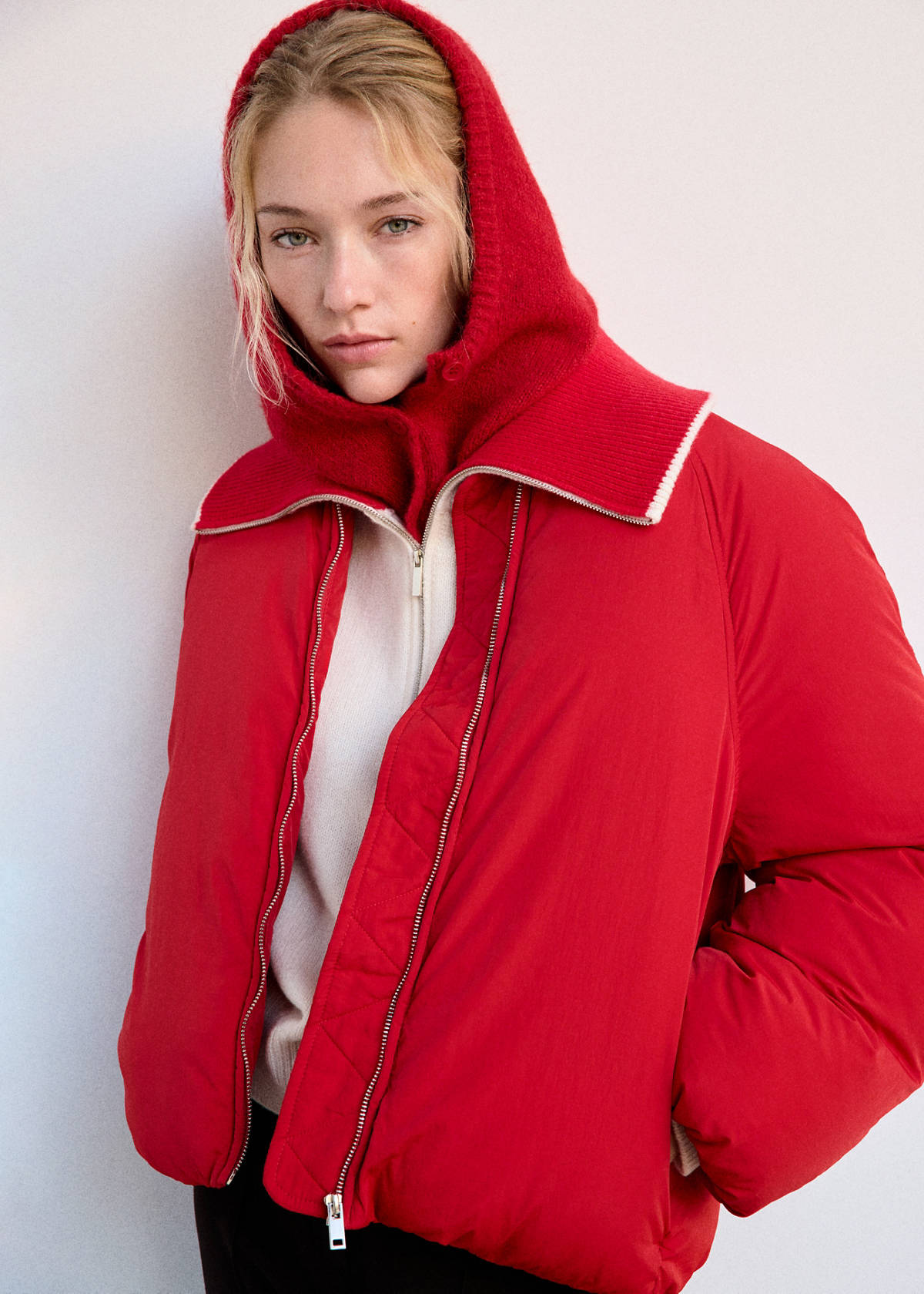 Quilted bomber jacket — Red