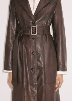 Leather trench coat with belt — Brown 4