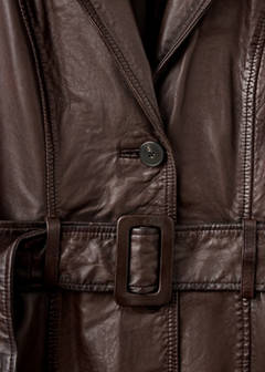 Leather trench coat with belt — Brown 6
