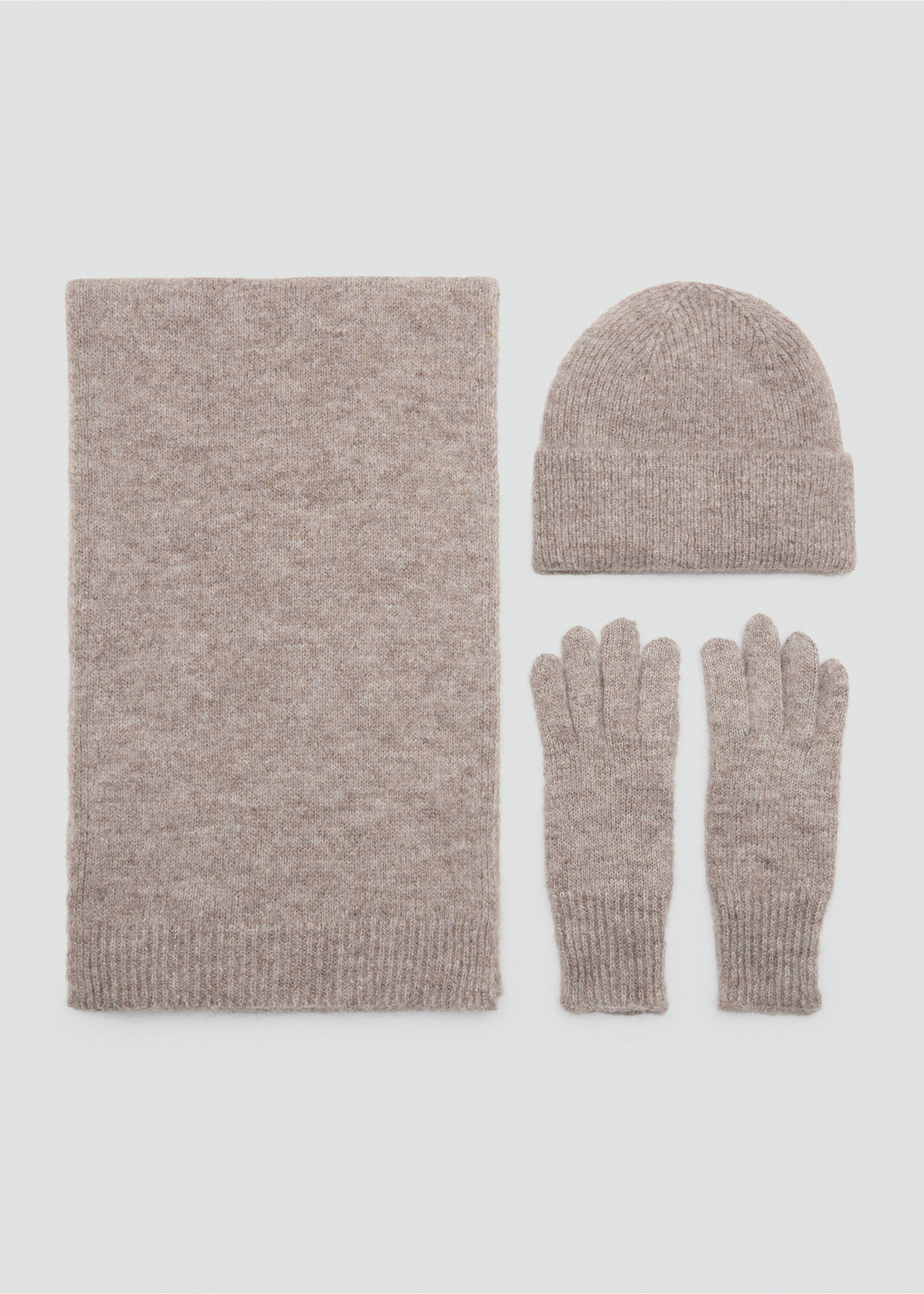 Plain knit gloves - Details of the article 1, Medium Brown. Ref: 37087775-00.