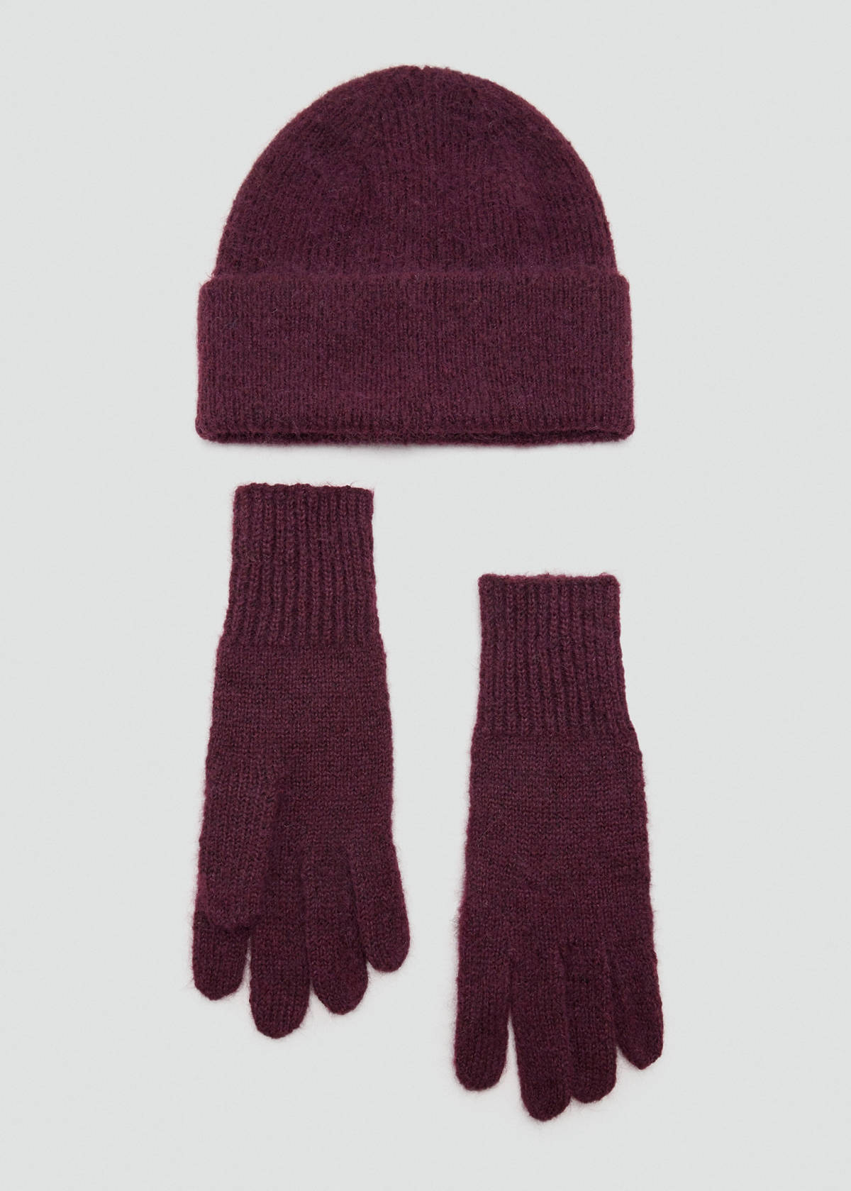 Plain knit gloves — Burgundy