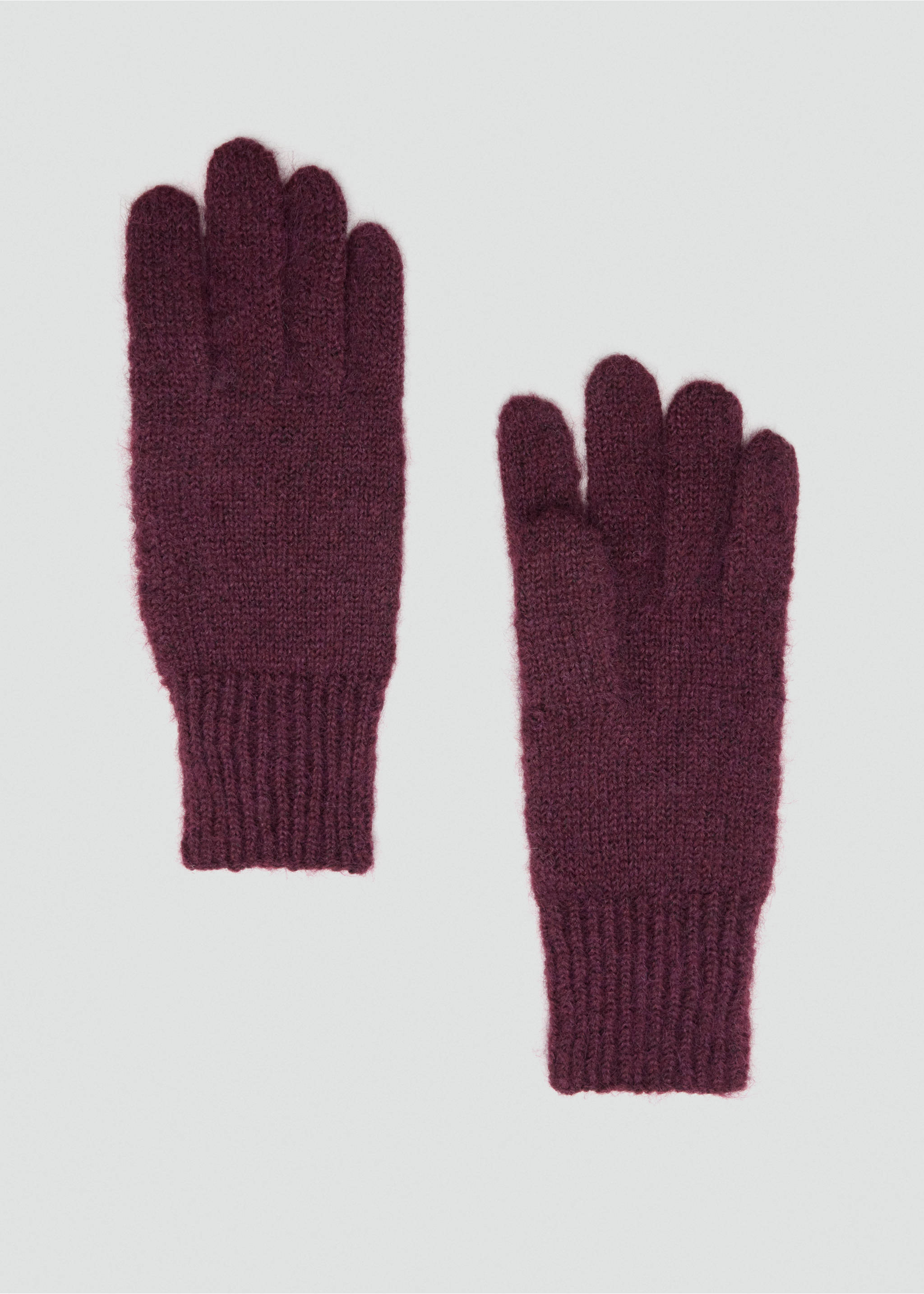 Plain knit gloves - Article without model, Burgundy. Ref: 37087775-00.