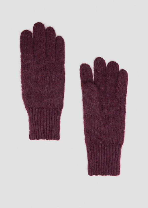 Plain knit gloves — Burgundy