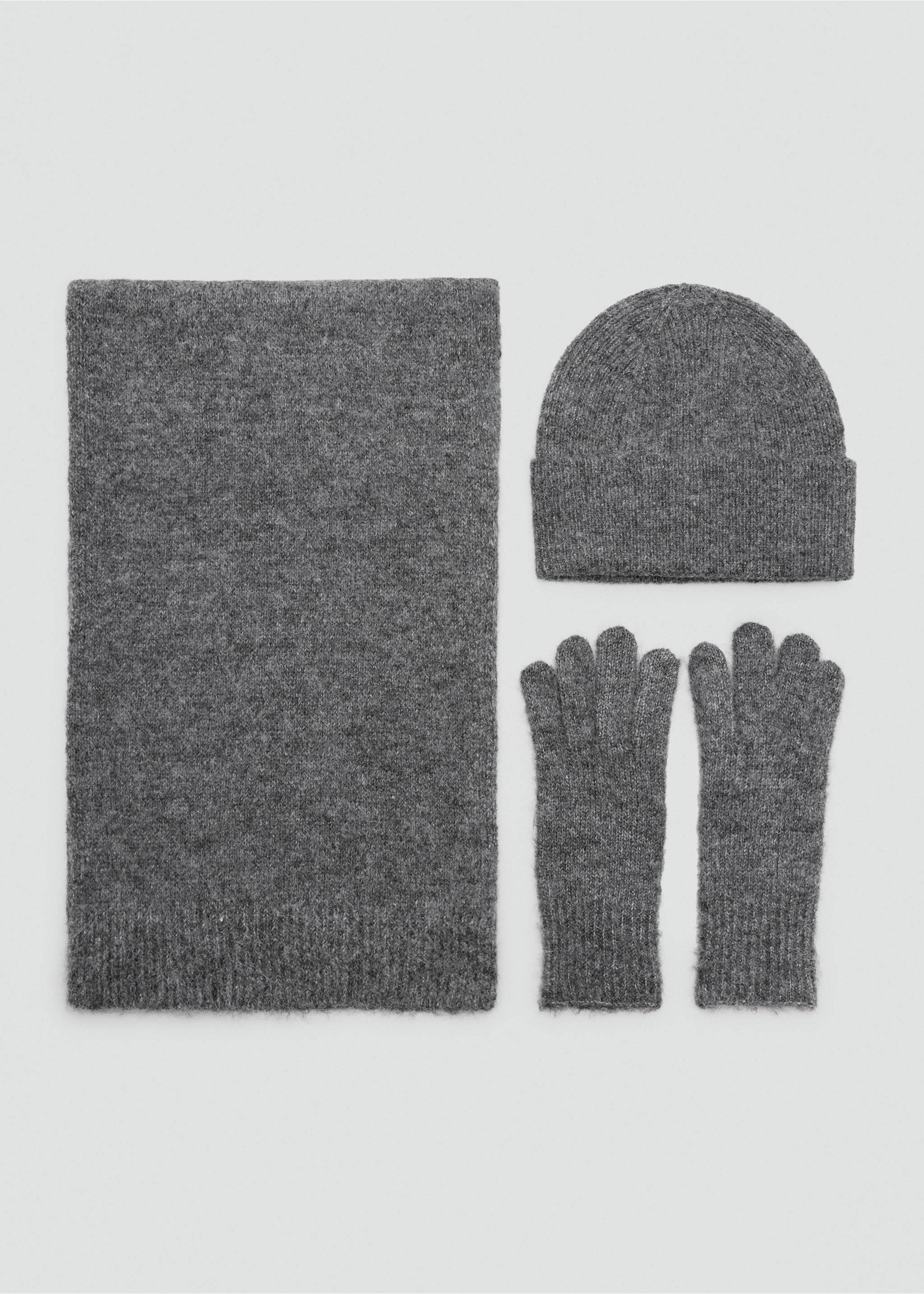 Plain knit gloves - Details of the article 1, Charcoal. Ref: 37087775-00.