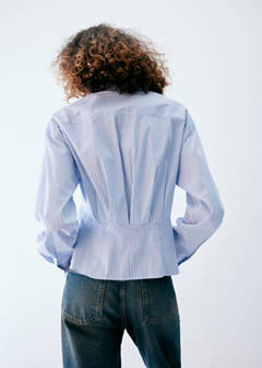 Striped cropped shirt — Sky Blue 3