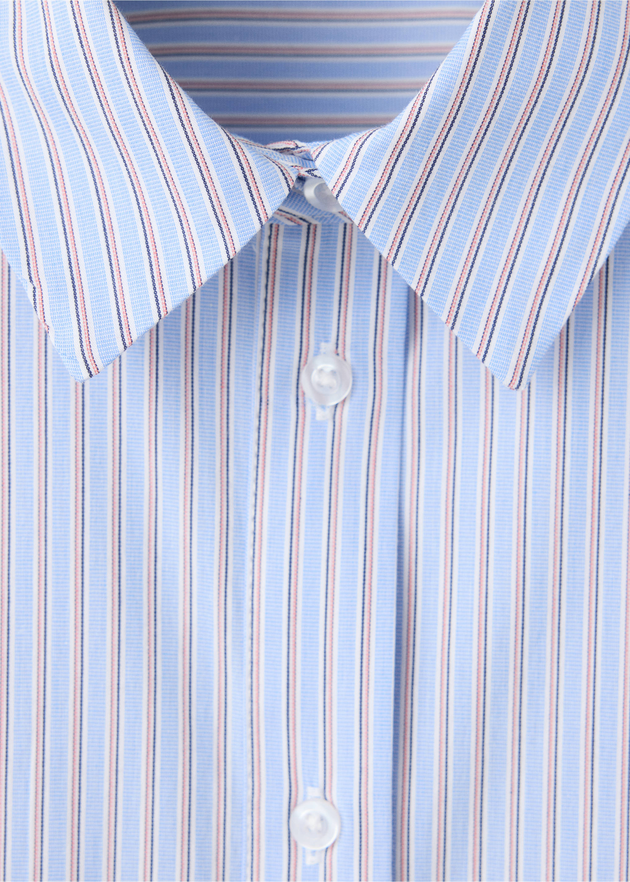 Striped cropped shirt - Details of the article 8, Sky Blue. Ref: 37087780-00.