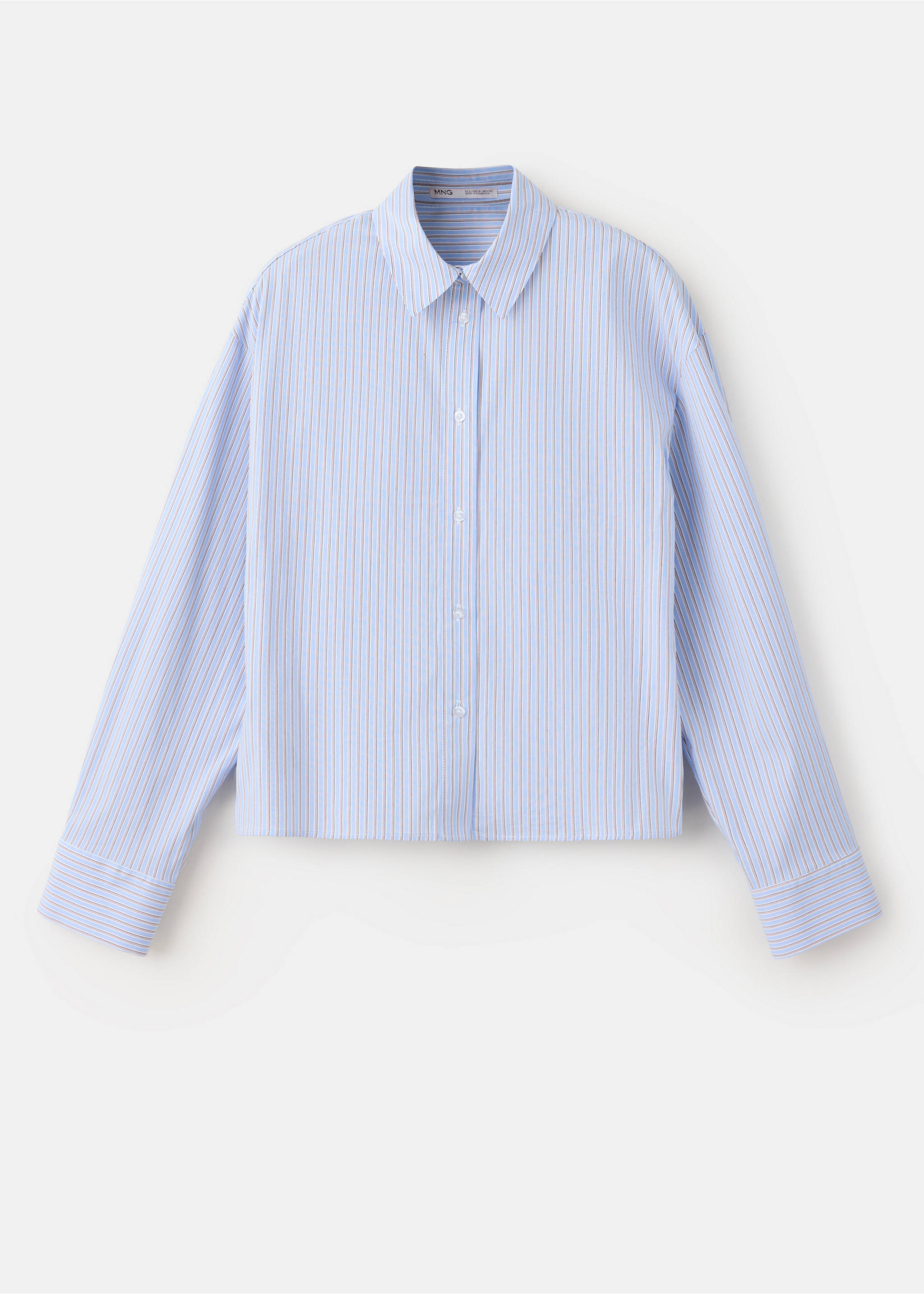 Striped cropped shirt - Article without model, Sky Blue. Ref: 37087780-00.