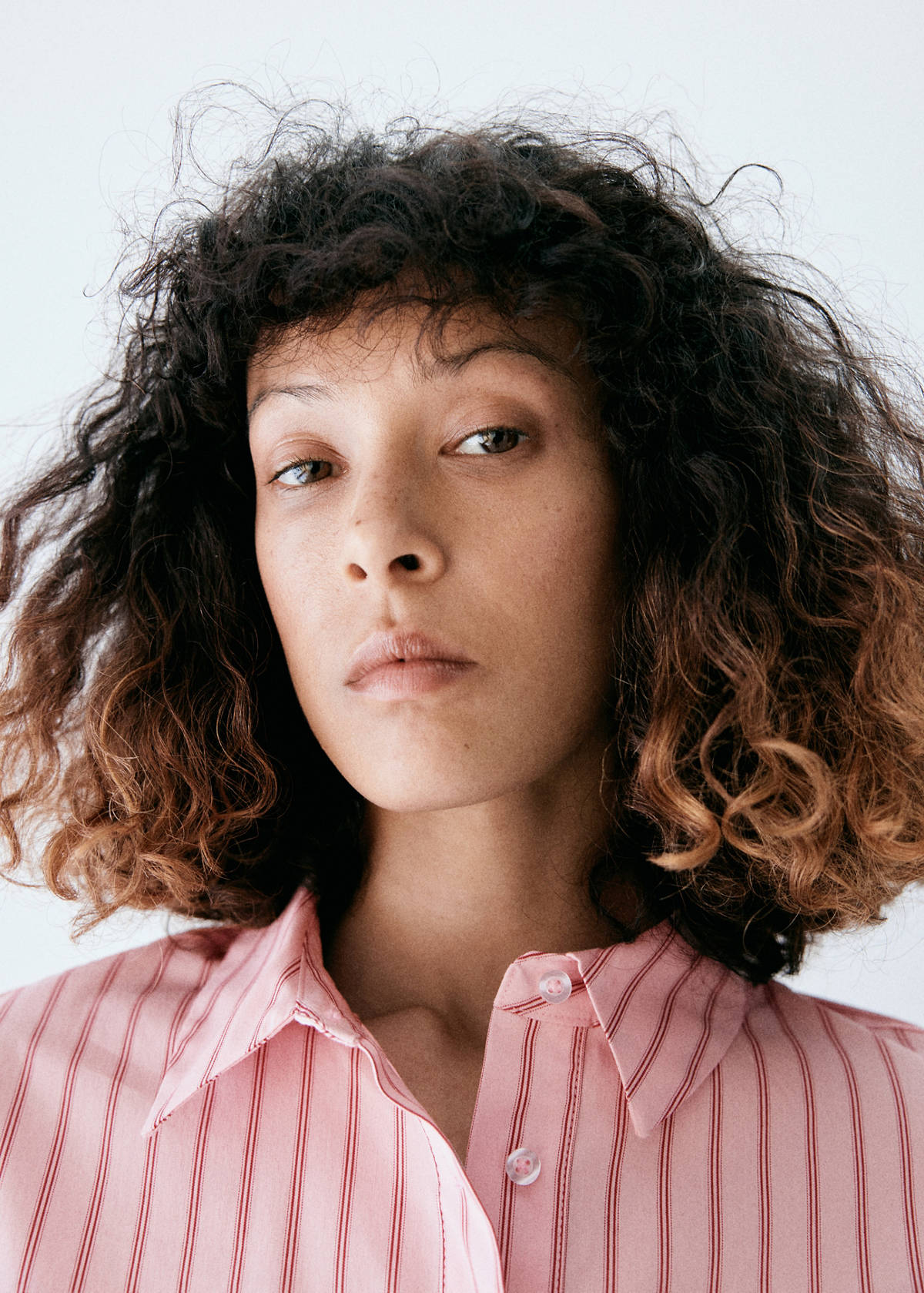 Striped cropped shirt — Pink