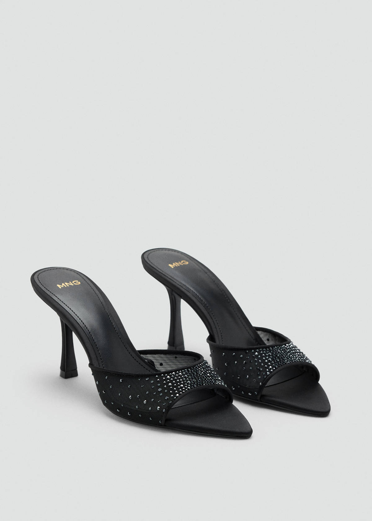 Strass heeled sandal — Black