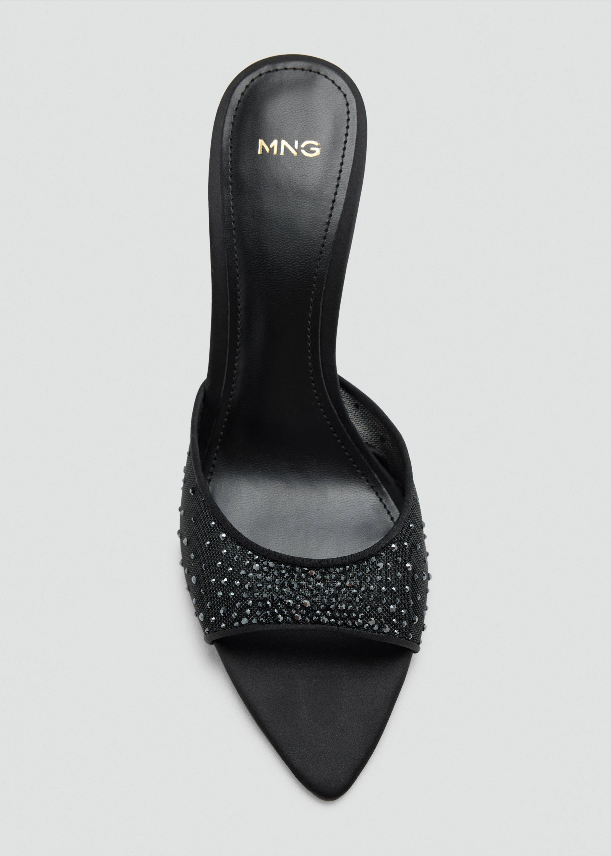 Strass heeled sandal - Details of the article 3, Black. Ref: 37087785-00.