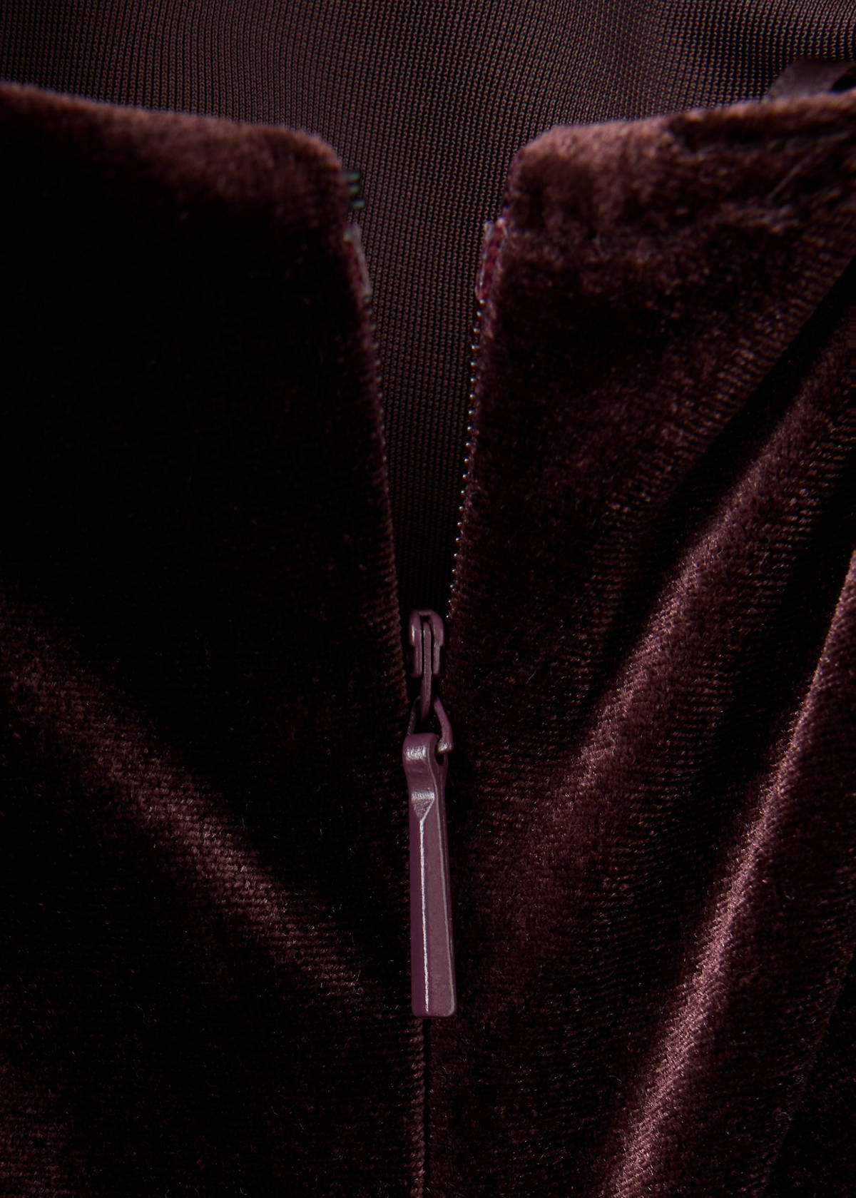 Velvet scarf-collar jumpsuit — Burgundy