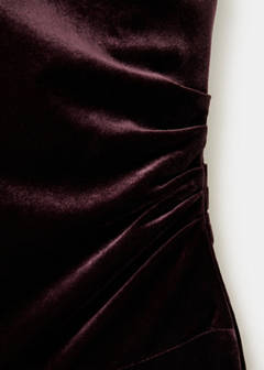 Velvet scarf-collar jumpsuit — Burgundy 8