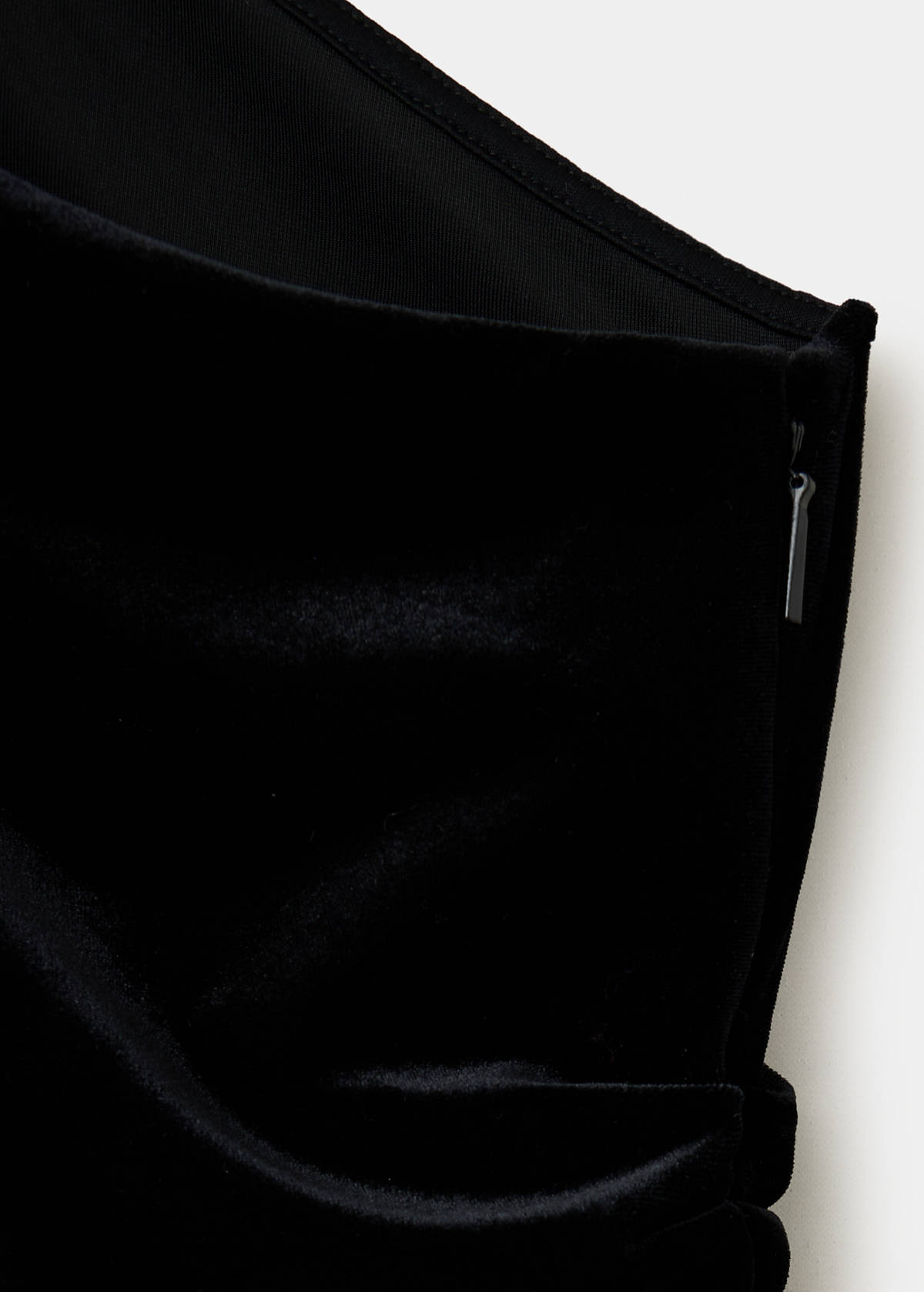 Velvet scarf-collar jumpsuit — Black