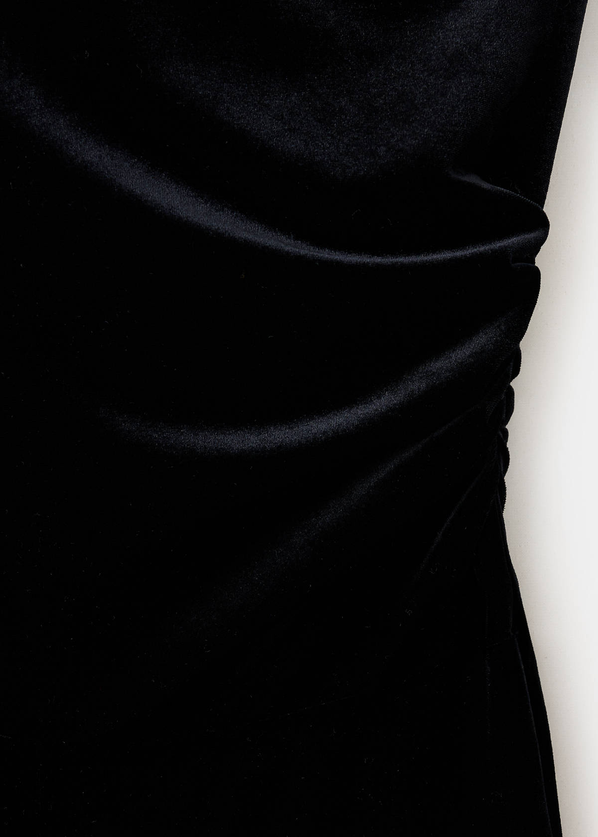Velvet scarf-collar jumpsuit — Black