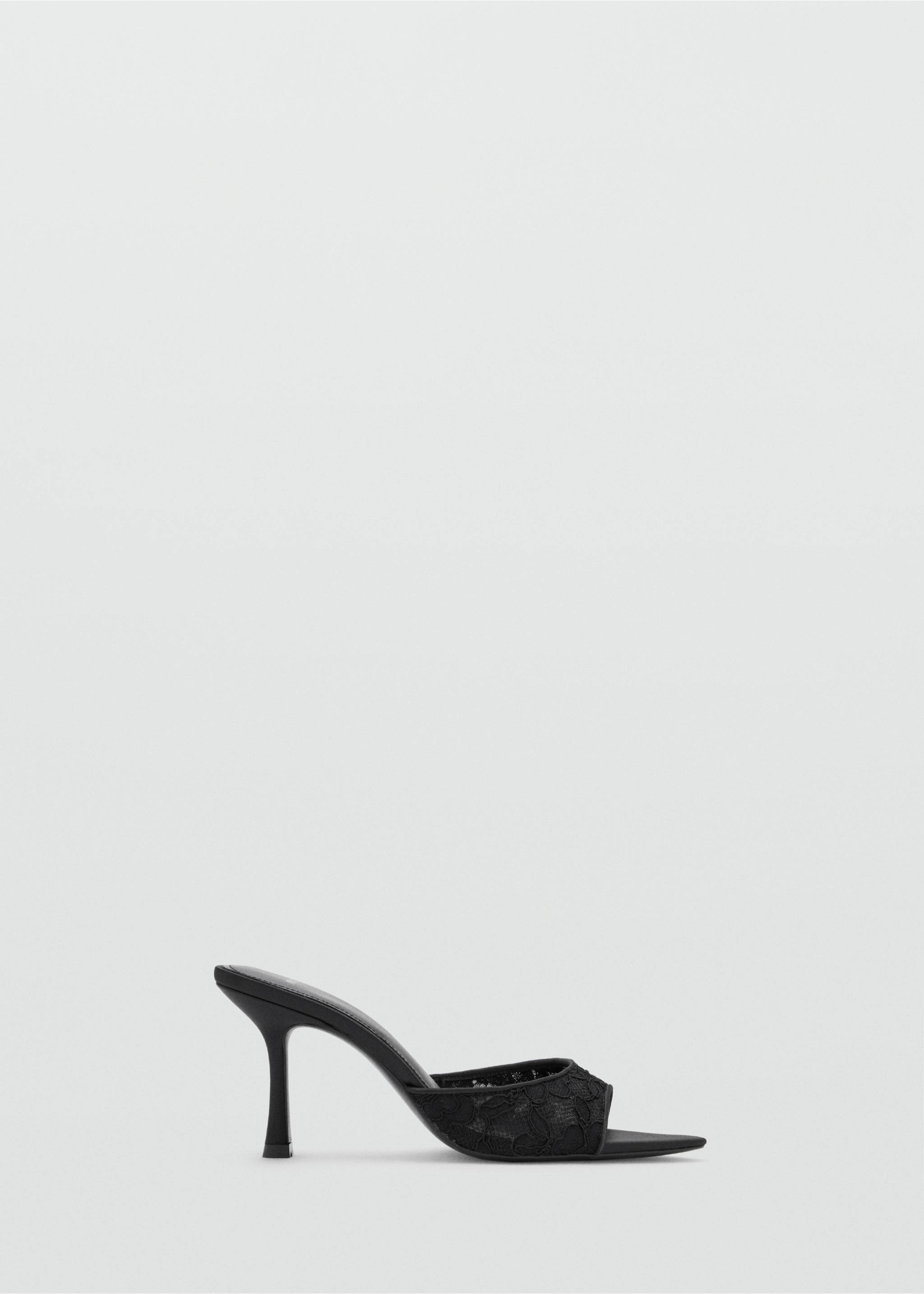 Black heeled sandal with lace strap and stiletto heel., Black. Ref: 37087792-00.