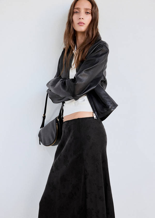 Devoré A-line skirt — Black