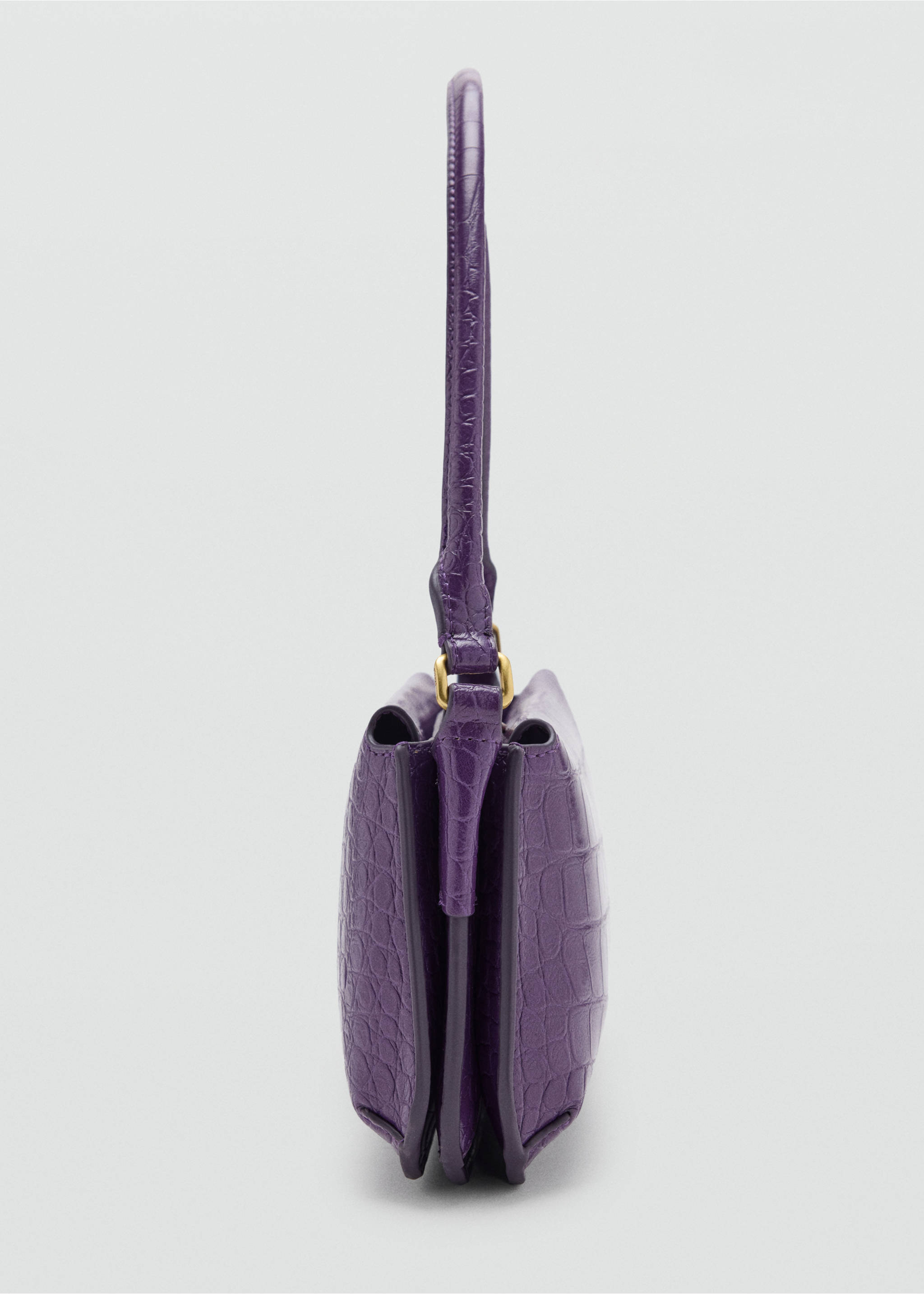 Patent crocodile-effect bag - Details of the article 1, Purple. Ref: 37087794-00.