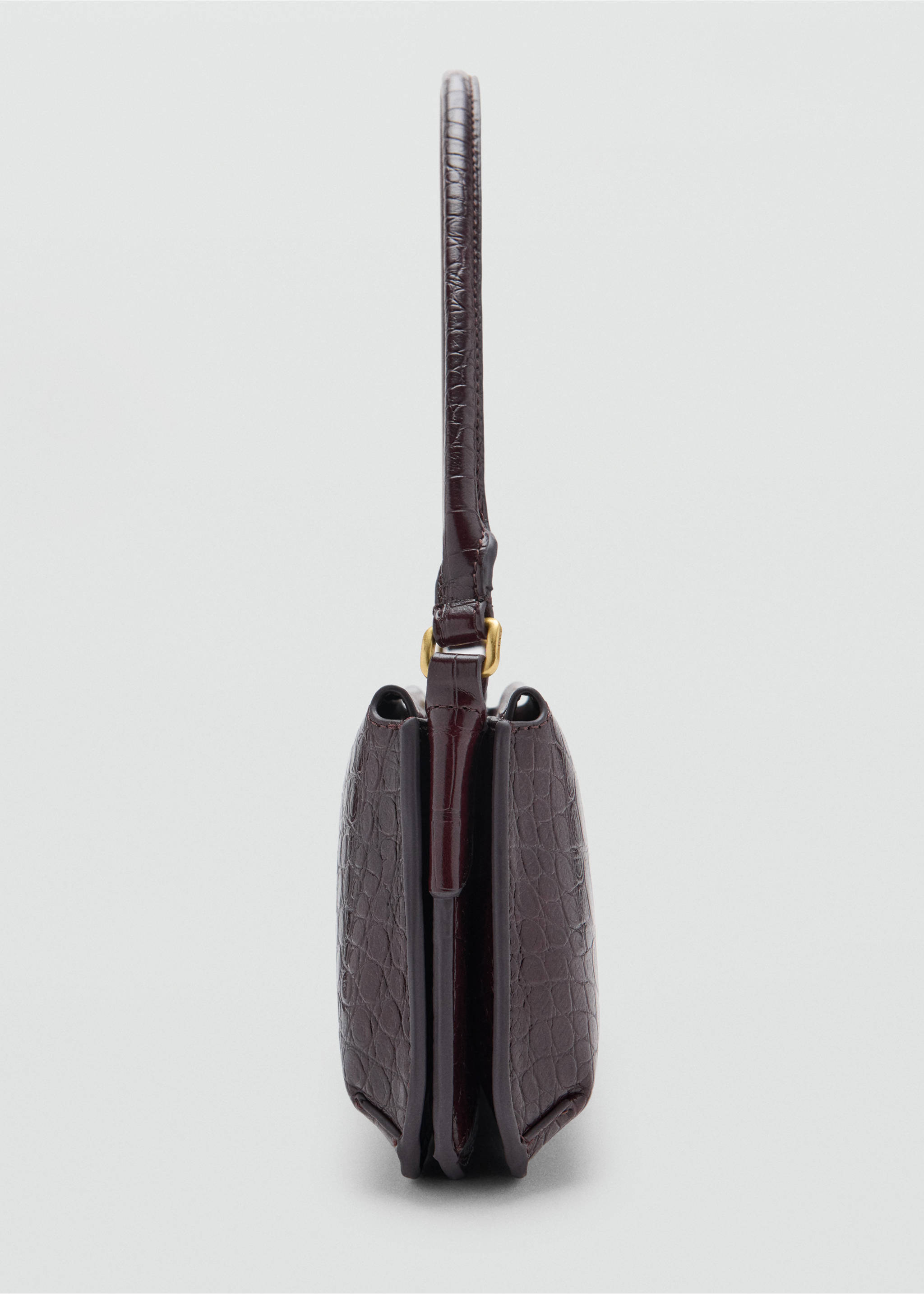 Patent crocodile-effect bag - Details of the article 1, Burgundy. Ref: 37087794-00.