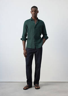 100% linen regular-fit shirt — Green 2