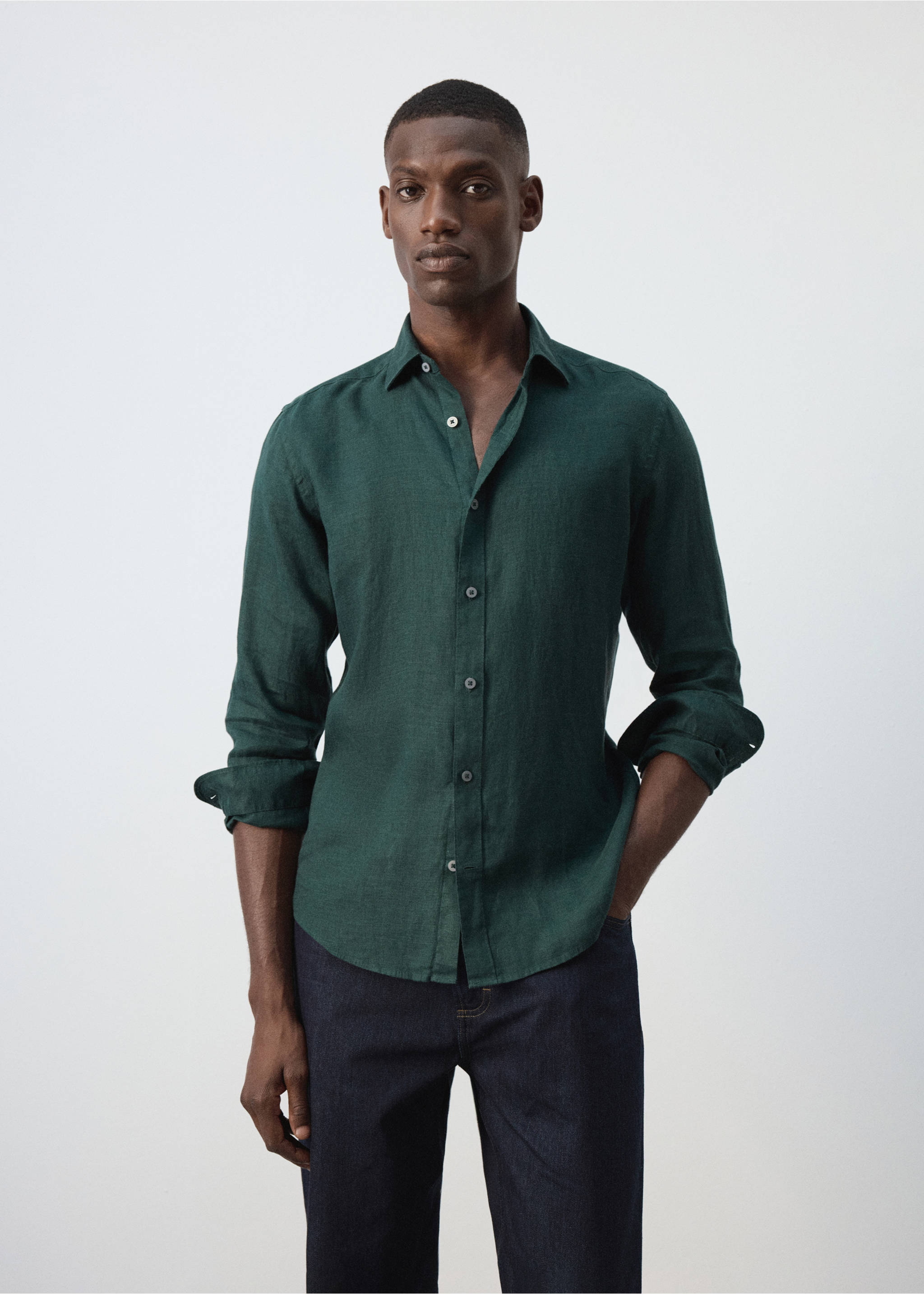 Camisa 100% lli regular fit - Pla mig, Verd. Ref: 37087795-00.