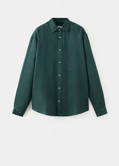 100% linen regular-fit shirt — Green 6